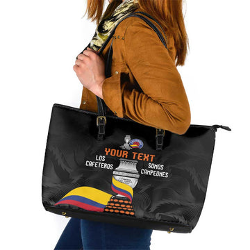 Colombia Champion Football Custom Leather Tote Bag Los Cafeteros Black Style LT9