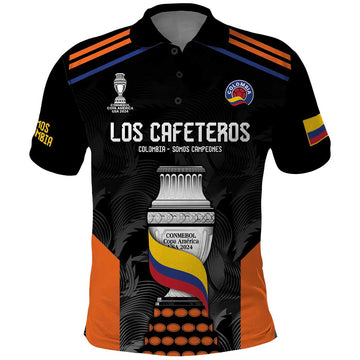 Colombia Champion Football Custom Polo Shirt Los Cafeteros Black Style LT9