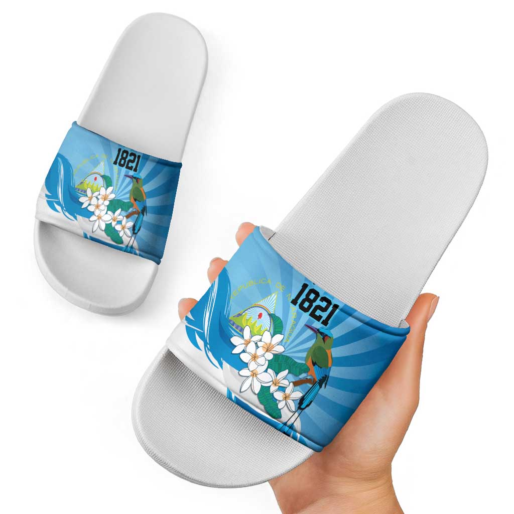Nicaragua Independence Day Personalized Slide Sandals Since 1821 Proud Guardabarranco Sacuanjoche LT9