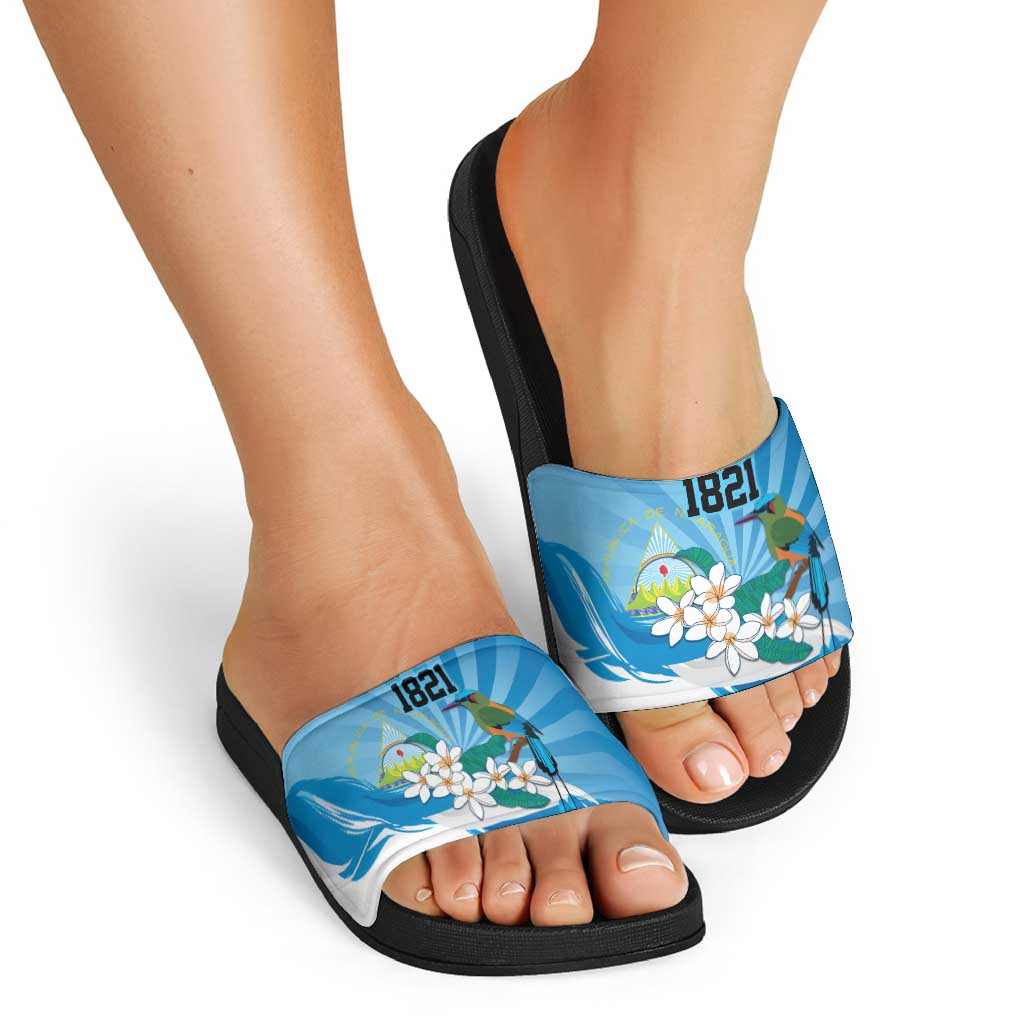 Nicaragua Independence Day Personalized Slide Sandals Since 1821 Proud Guardabarranco Sacuanjoche LT9