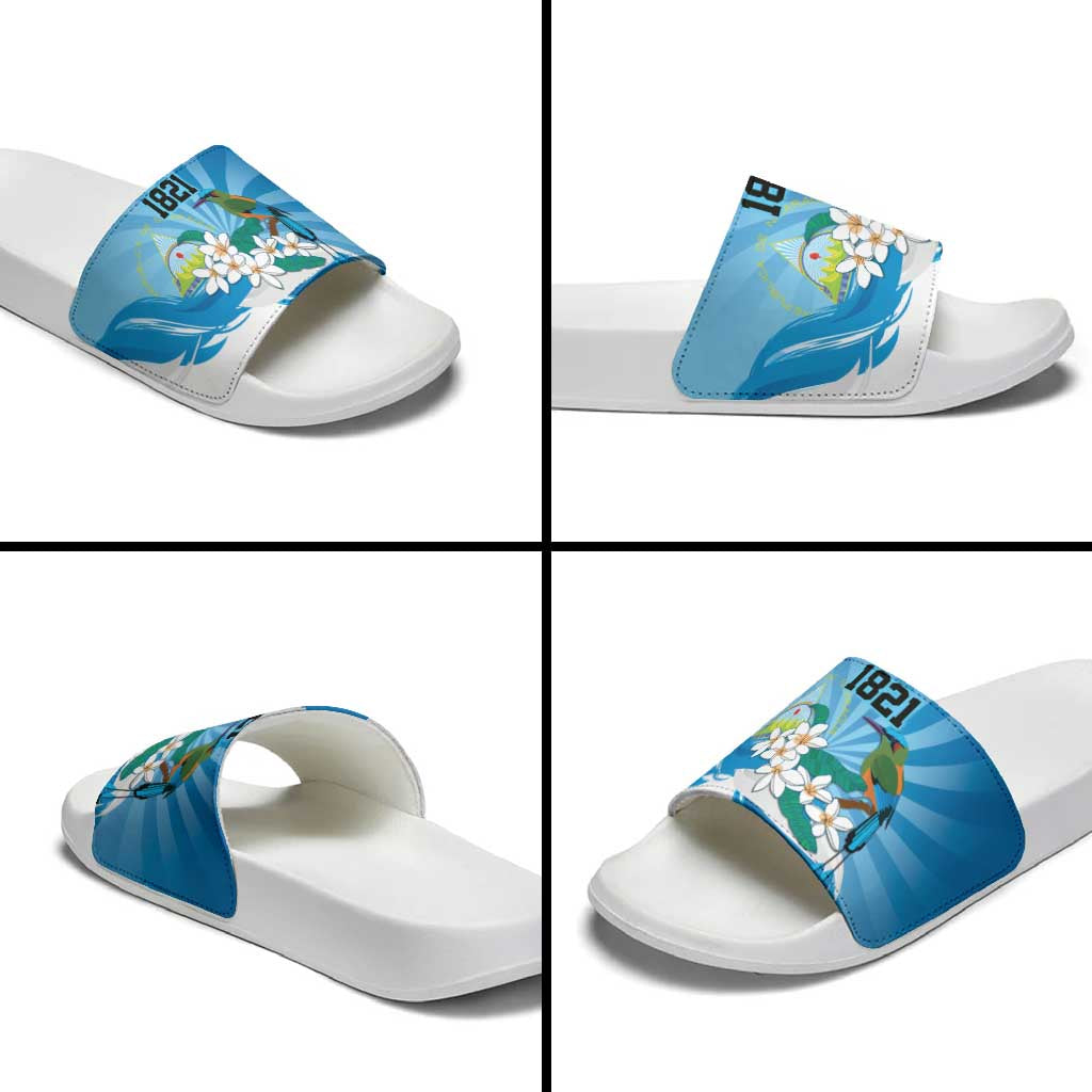 Nicaragua Independence Day Personalized Slide Sandals Since 1821 Proud Guardabarranco Sacuanjoche LT9