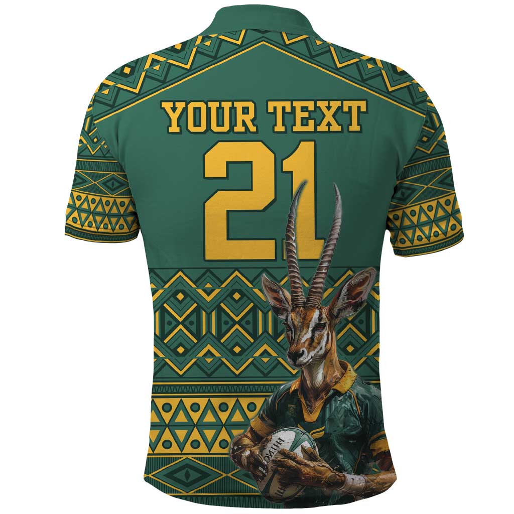 Custom South Africa Rugby Bokke Mascot Polo Shirt With Flag Style LT9
