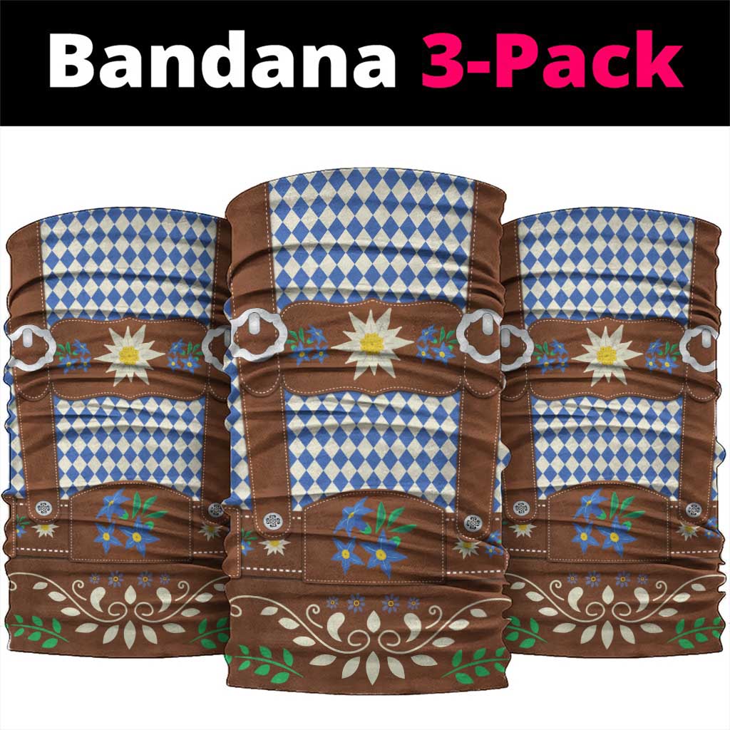 Lederhosen Oktoberfest Neck Gaiter Blue Edelweiss Floral Polka Dots LT9
