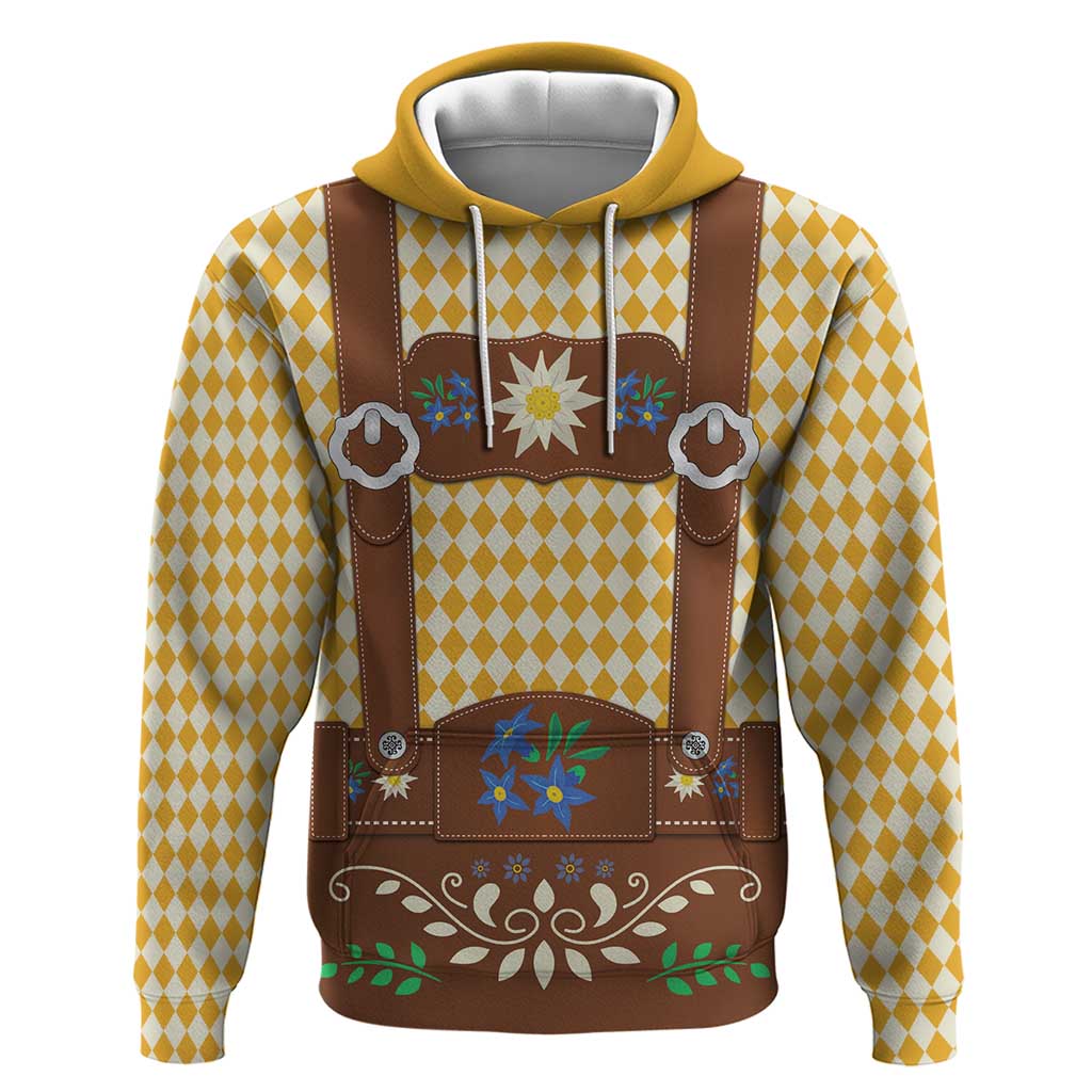 Lederhosen Oktoberfest Hoodie Gold Edelweiss Floral Polka Dots LT9