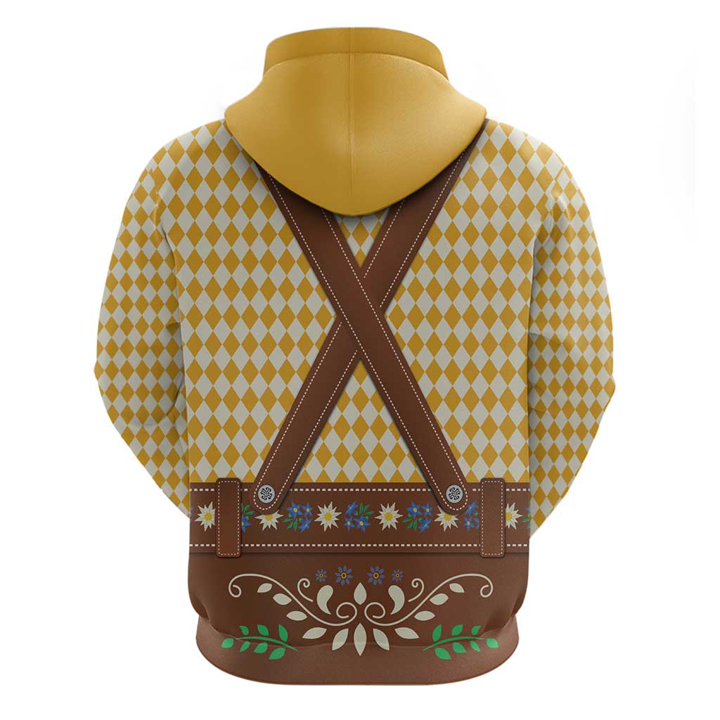 Lederhosen Oktoberfest Hoodie Gold Edelweiss Floral Polka Dots LT9