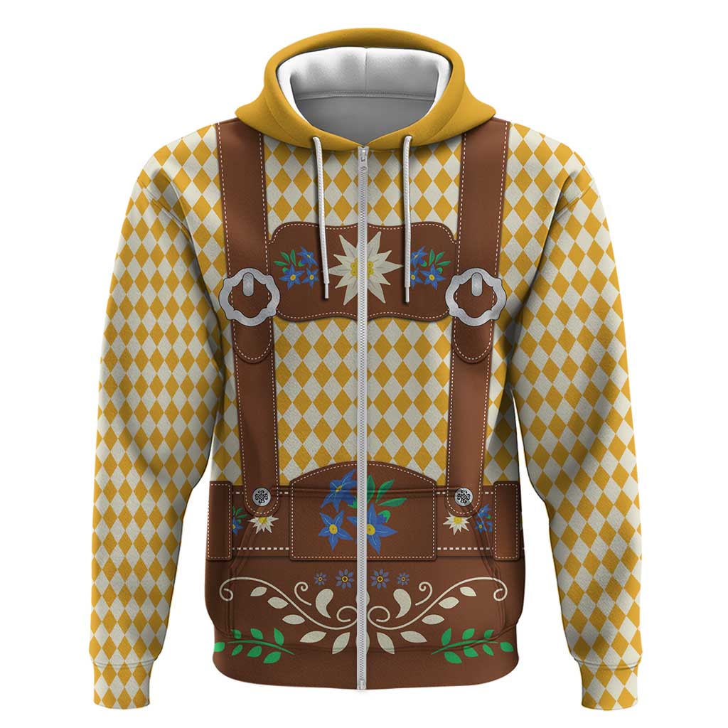 Lederhosen Oktoberfest Hoodie Gold Edelweiss Floral Polka Dots LT9