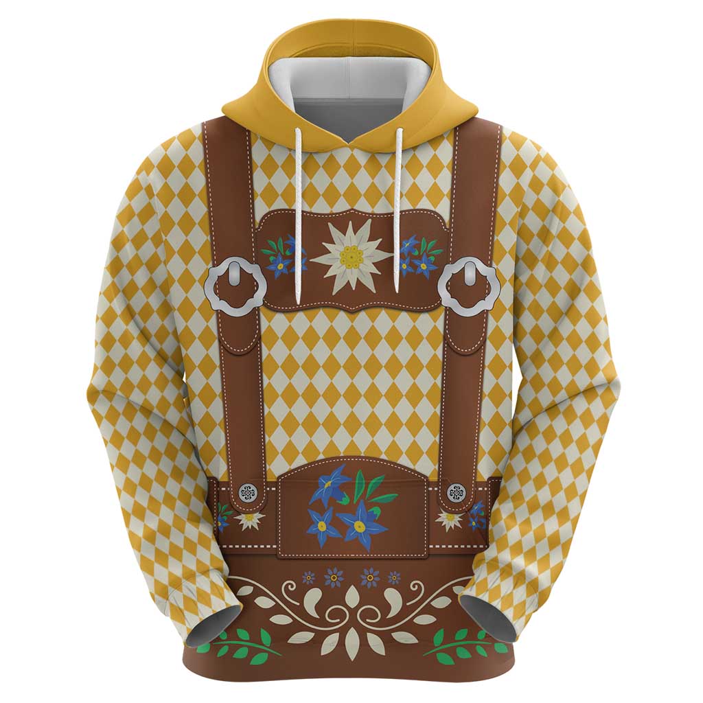 Lederhosen Oktoberfest Hoodie Gold Edelweiss Floral Polka Dots LT9
