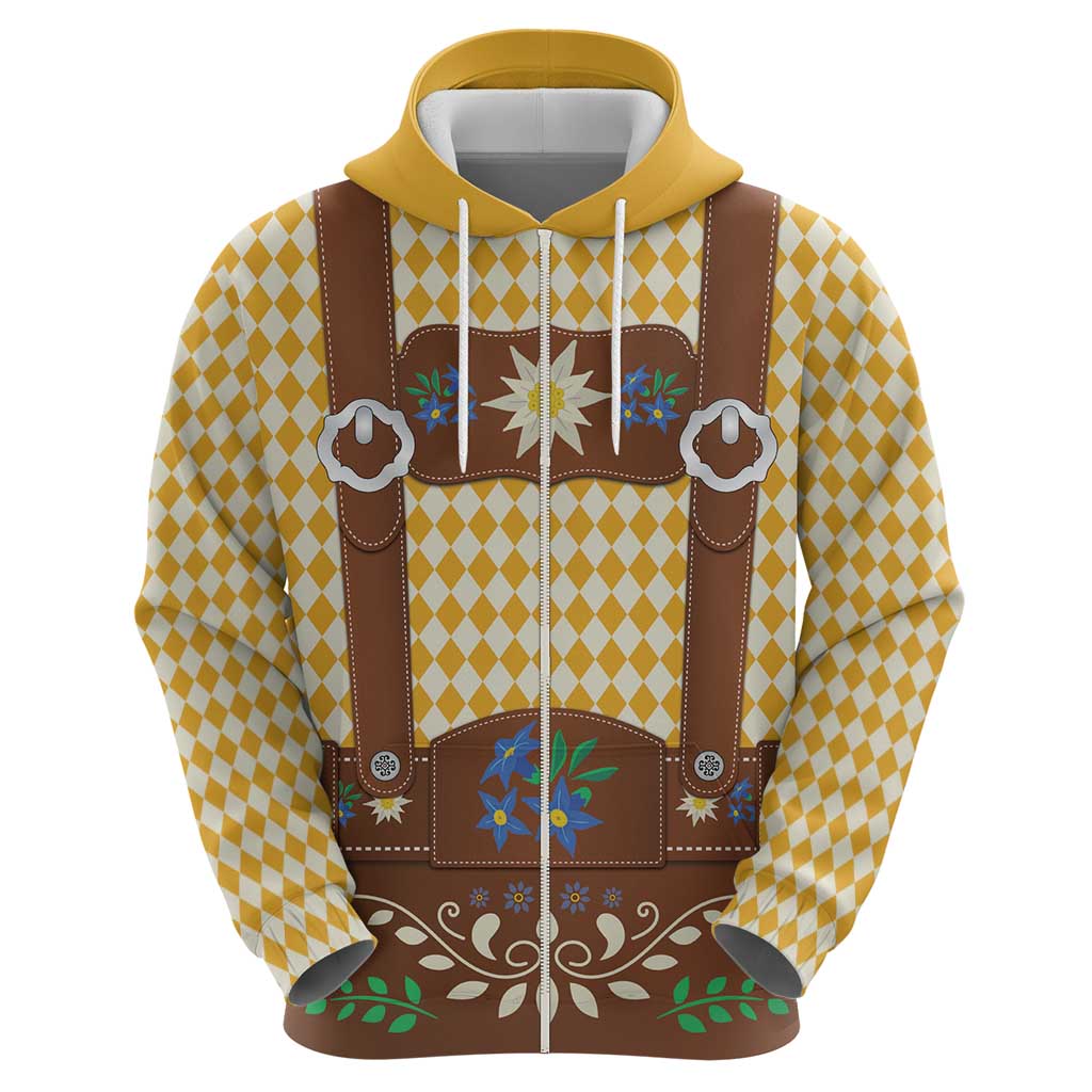 Lederhosen Oktoberfest Hoodie Gold Edelweiss Floral Polka Dots LT9