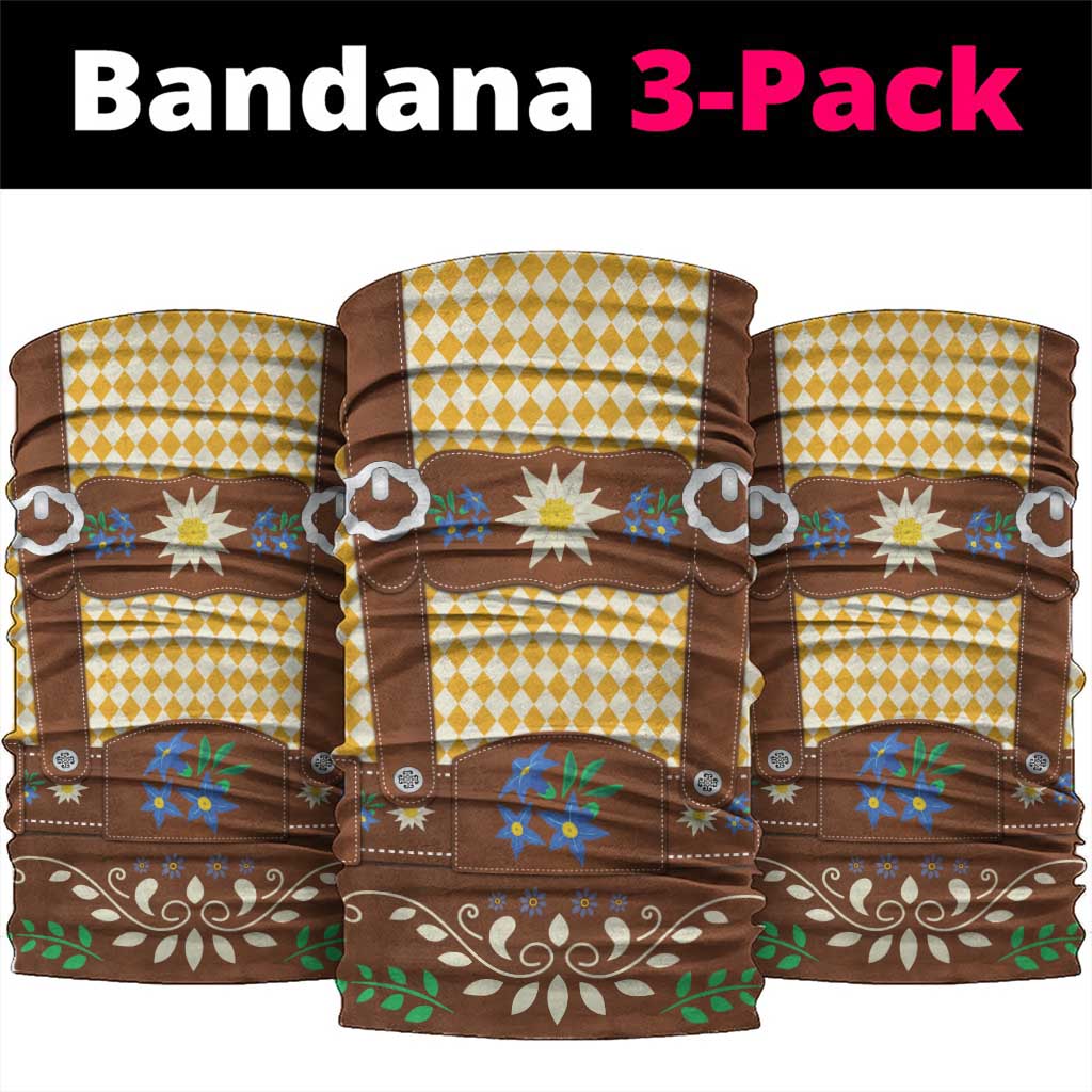 Lederhosen Oktoberfest Neck Gaiter Gold Edelweiss Floral Polka Dots LT9