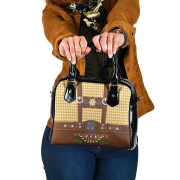 Lederhosen Oktoberfest Shoulder Handbag Gold Edelweiss Floral Polka Dots LT9
