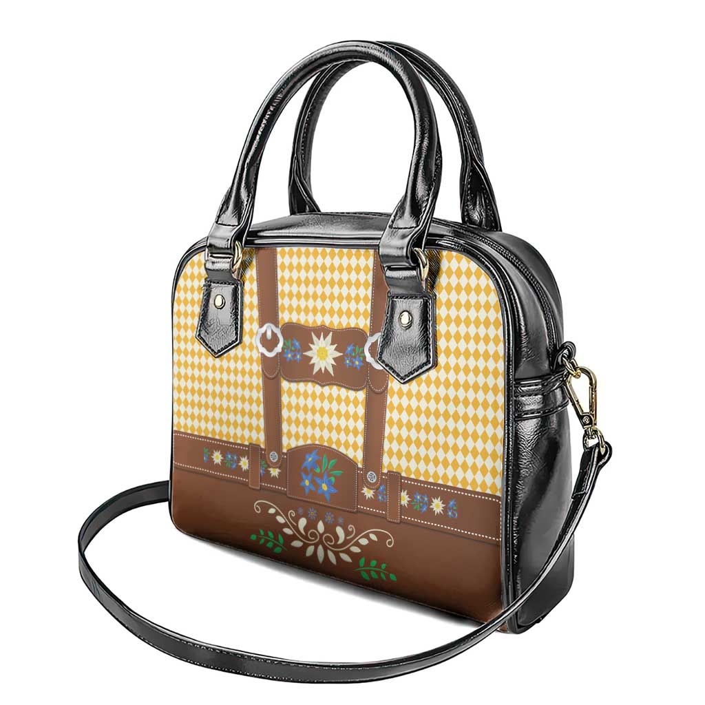 Lederhosen Oktoberfest Shoulder Handbag Gold Edelweiss Floral Polka Dots LT9
