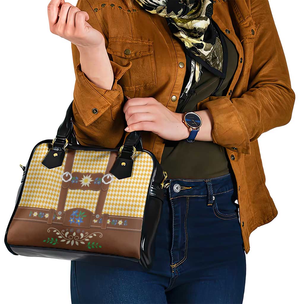 Lederhosen Oktoberfest Shoulder Handbag Gold Edelweiss Floral Polka Dots LT9