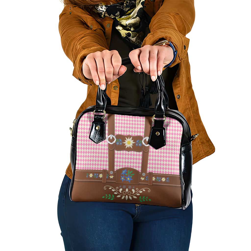 Lederhosen Oktoberfest Shoulder Handbag Pink Edelweiss Floral Polka Dots LT9
