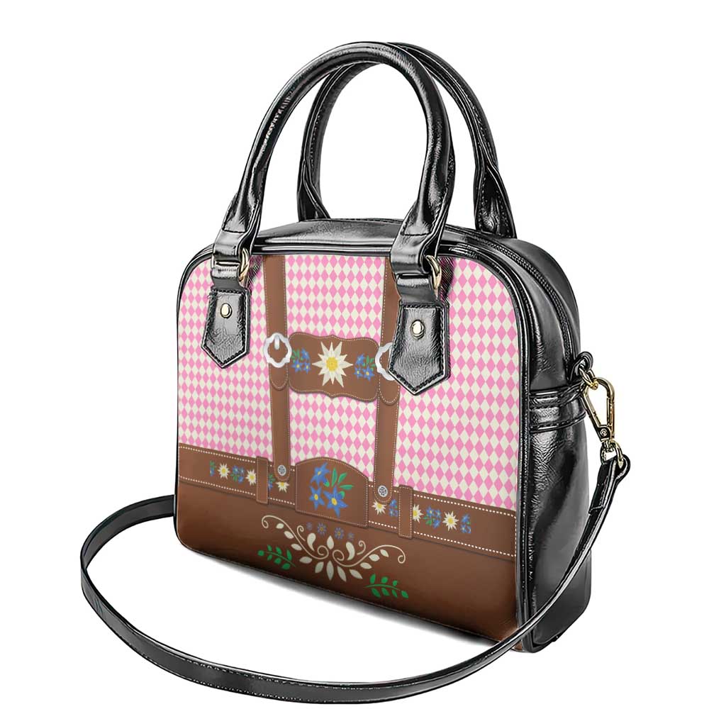 Lederhosen Oktoberfest Shoulder Handbag Pink Edelweiss Floral Polka Dots LT9