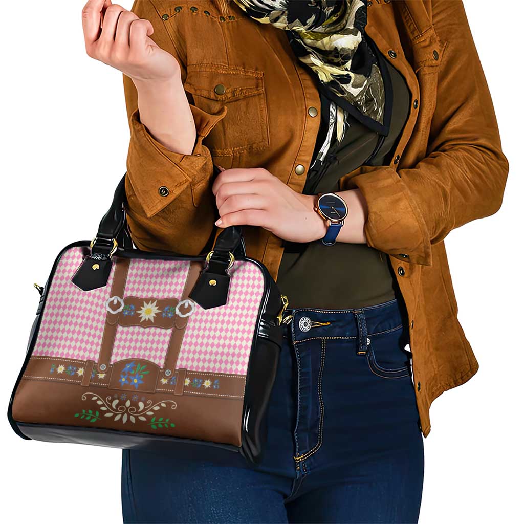 Lederhosen Oktoberfest Shoulder Handbag Pink Edelweiss Floral Polka Dots LT9