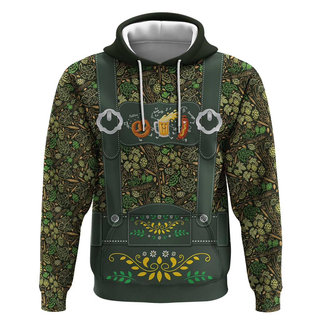 Lederhosen Oktoberfest Hoodie Hops And Malt Pattern LT9