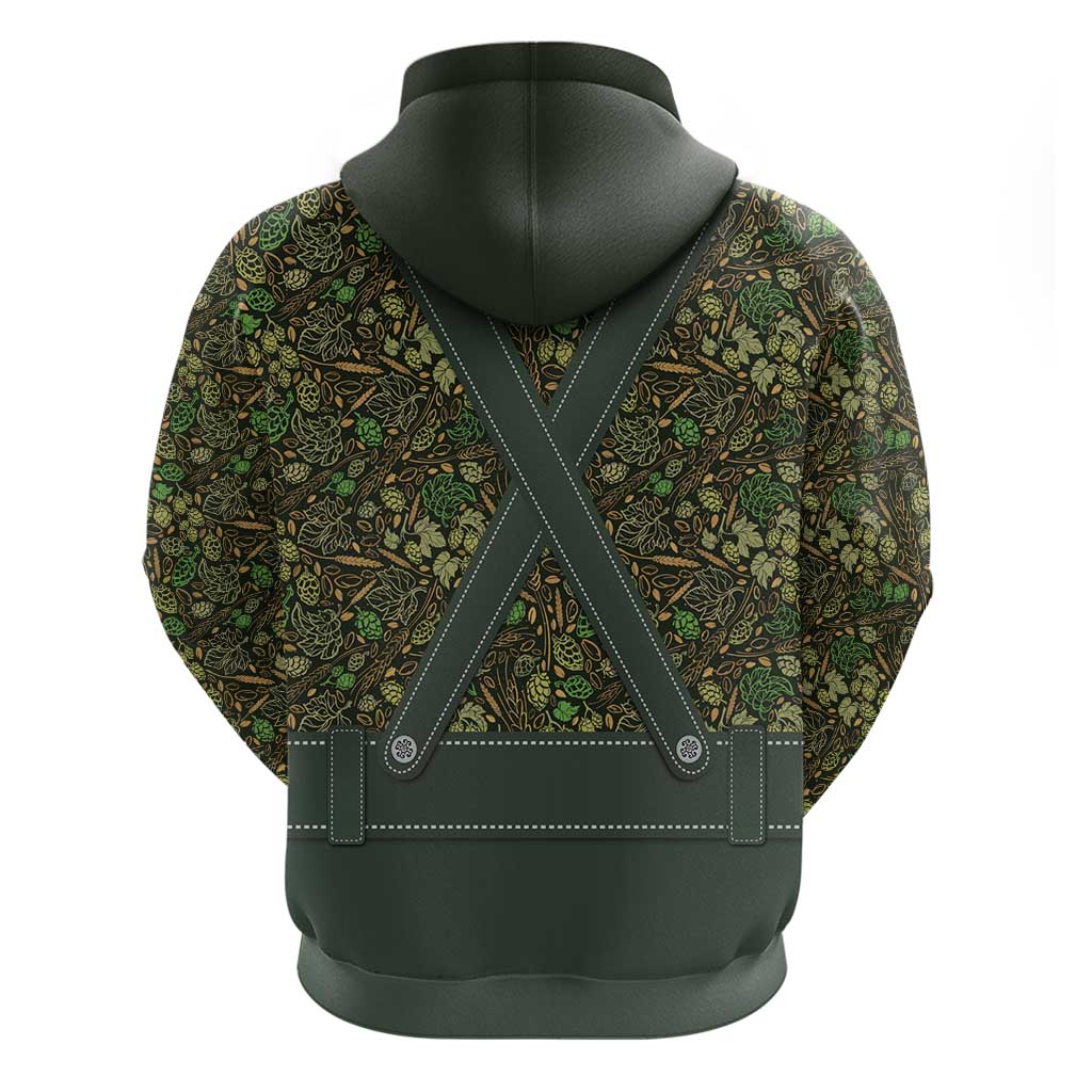 Lederhosen Oktoberfest Hoodie Hops And Malt Pattern LT9