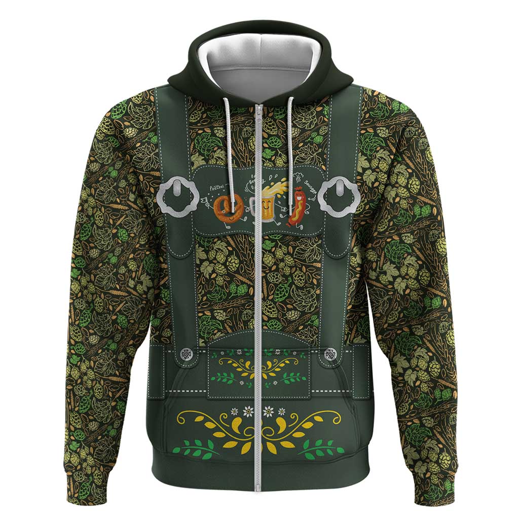 Lederhosen Oktoberfest Hoodie Hops And Malt Pattern LT9
