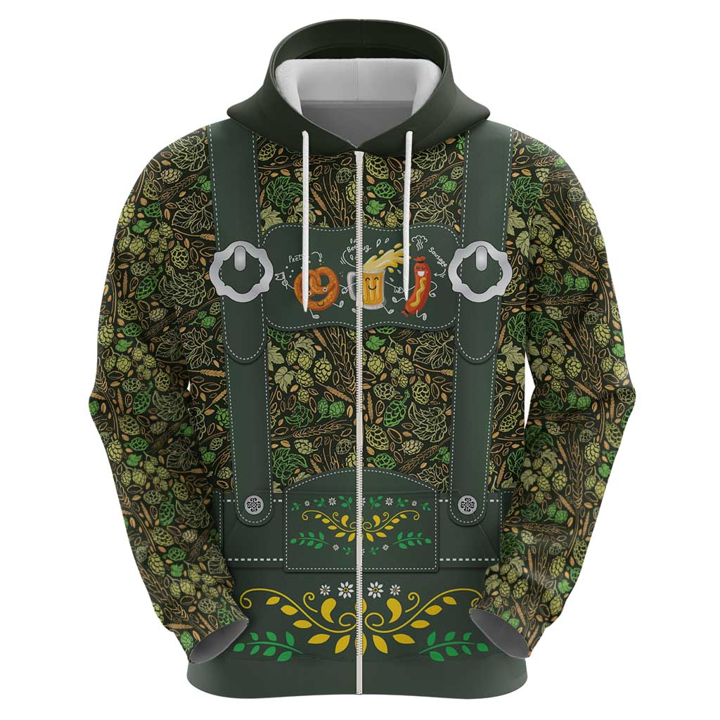 Lederhosen Oktoberfest Hoodie Hops And Malt Pattern LT9
