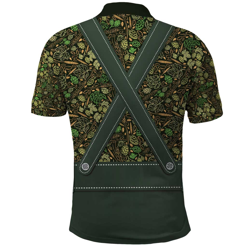 Lederhosen Oktoberfest Polo Shirt Hops And Malt Pattern LT9