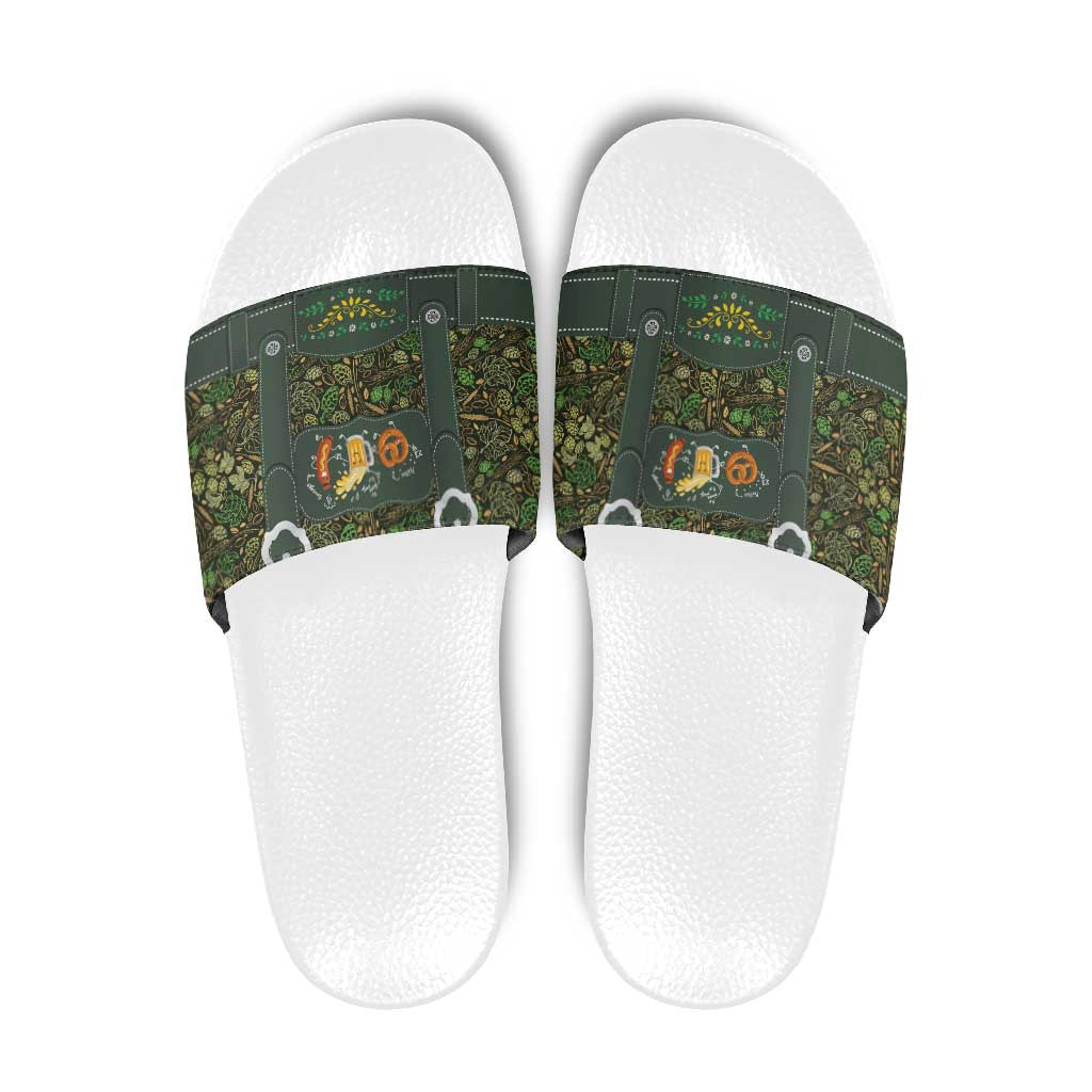 Lederhosen Oktoberfest Slide Sandals Hops And Malt Pattern LT9