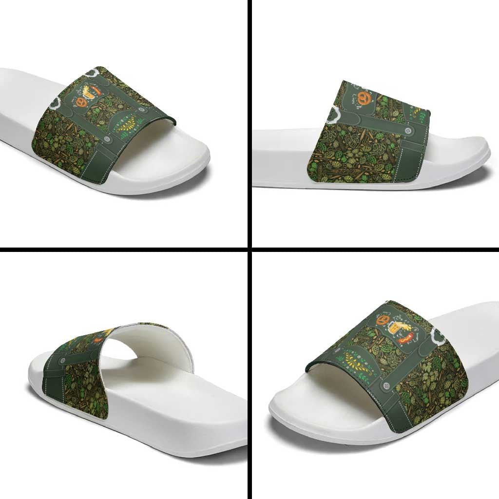 Lederhosen Oktoberfest Slide Sandals Hops And Malt Pattern LT9