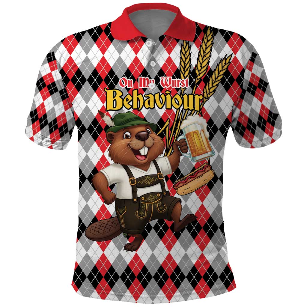 Oktoberfest Beaver Polo Shirt On My Wurst Behaviour LT9