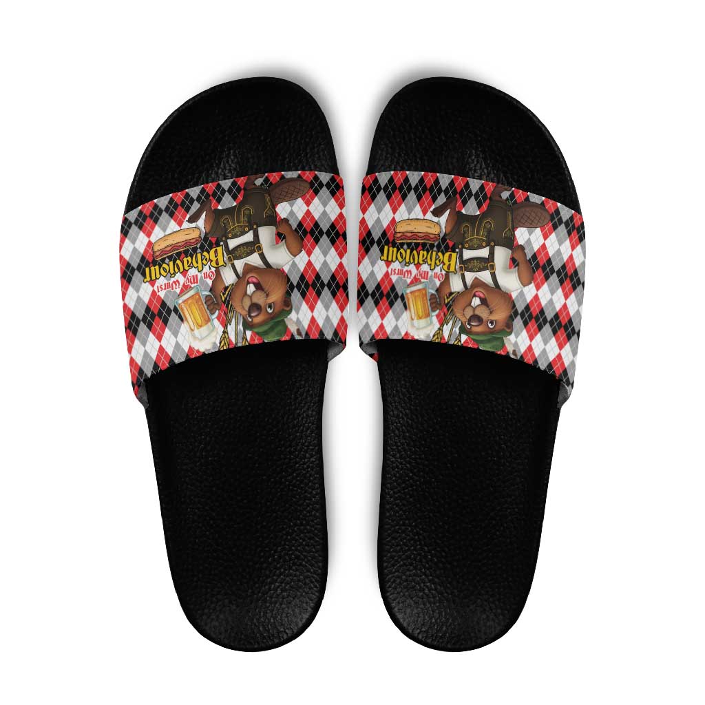 Oktoberfest Beaver Slide Sandals On My Wurst Behaviour LT9