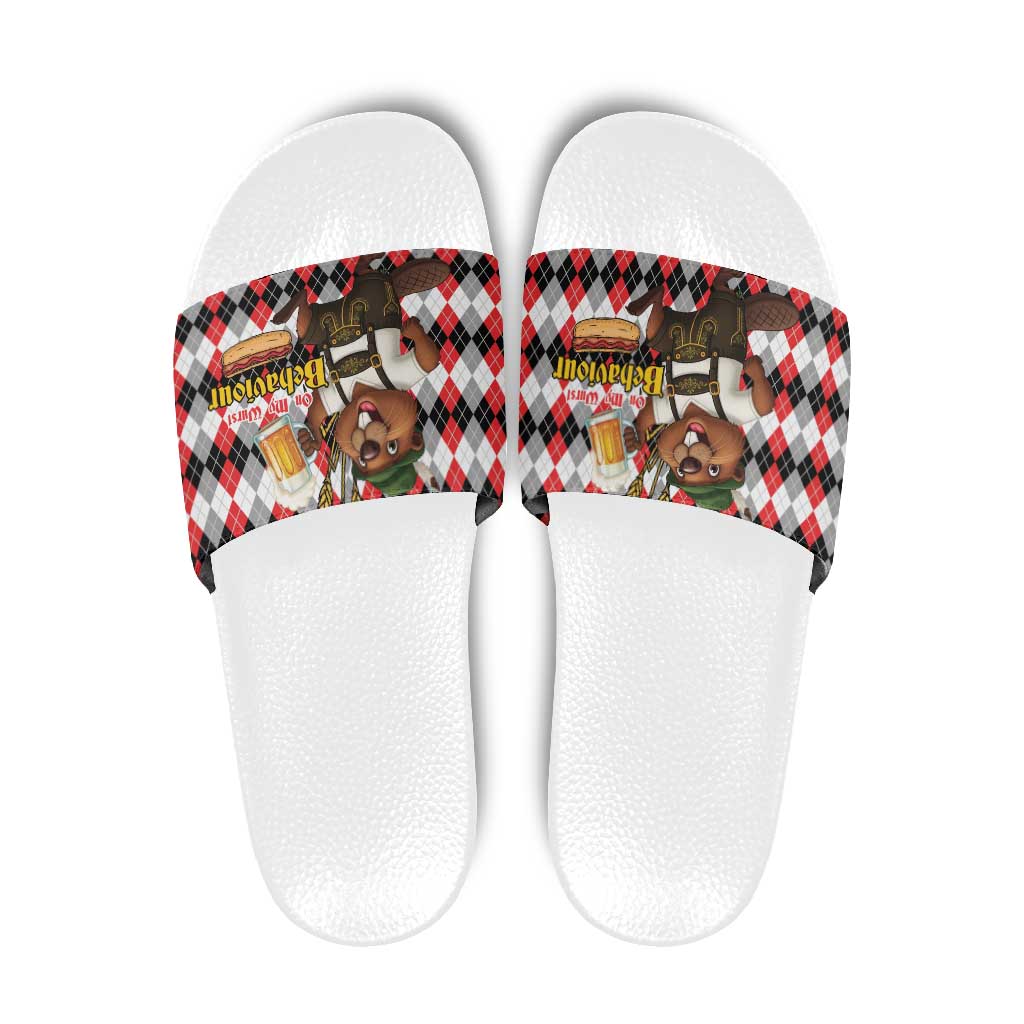Oktoberfest Beaver Slide Sandals On My Wurst Behaviour LT9