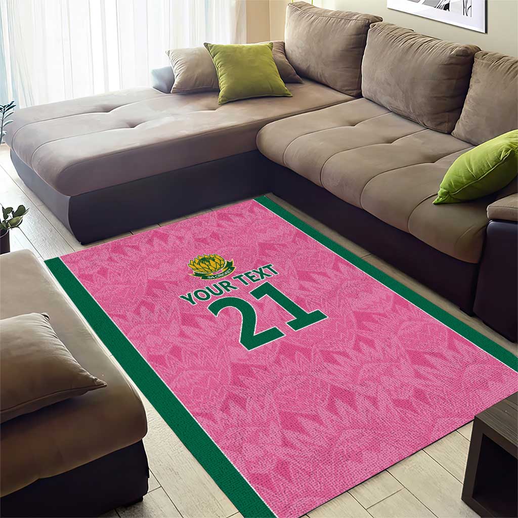 Pink South Africa Cricket Custom Area Rug African King Proteas Be Way Pink LT9