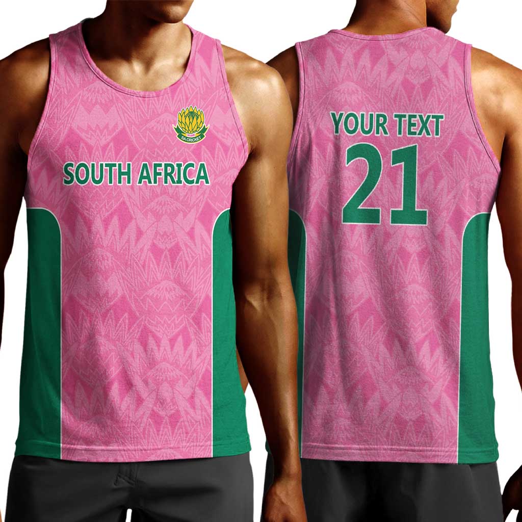 Pink South Africa Cricket Custom Men Tank Top African King Proteas Be Way Pink LT9