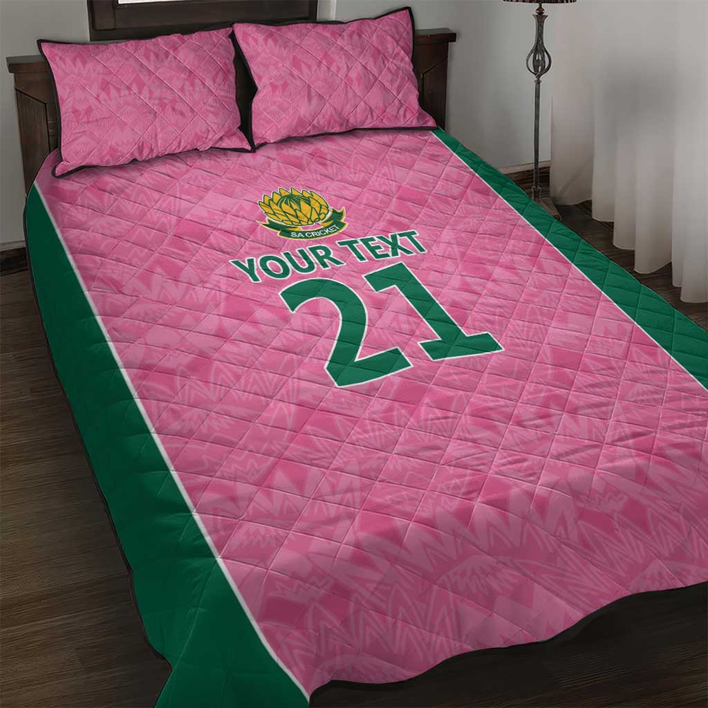 Pink South Africa Cricket Custom Quilt Bed Set African King Proteas Be Way Pink LT9