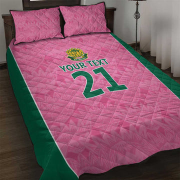 Pink South Africa Cricket Custom Quilt Bed Set African King Proteas Be Way Pink LT9