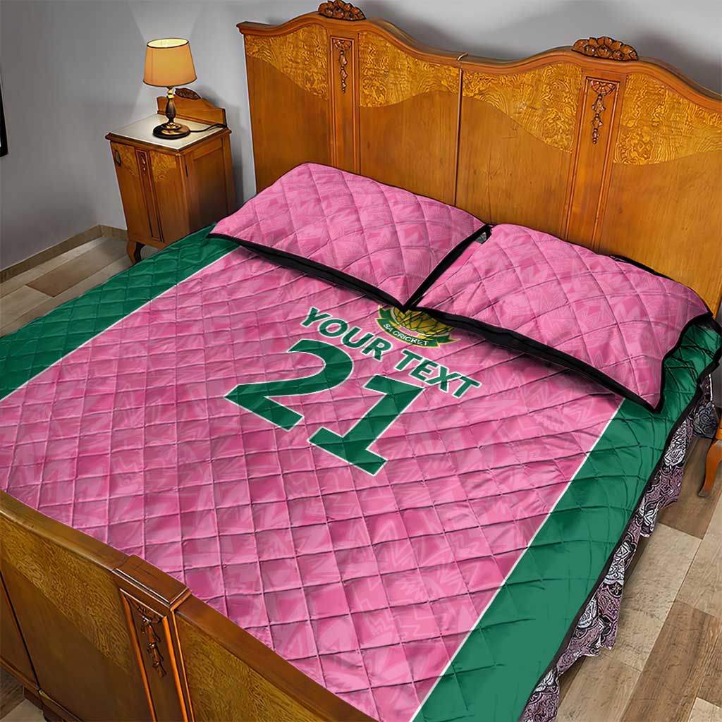 Pink South Africa Cricket Custom Quilt Bed Set African King Proteas Be Way Pink LT9