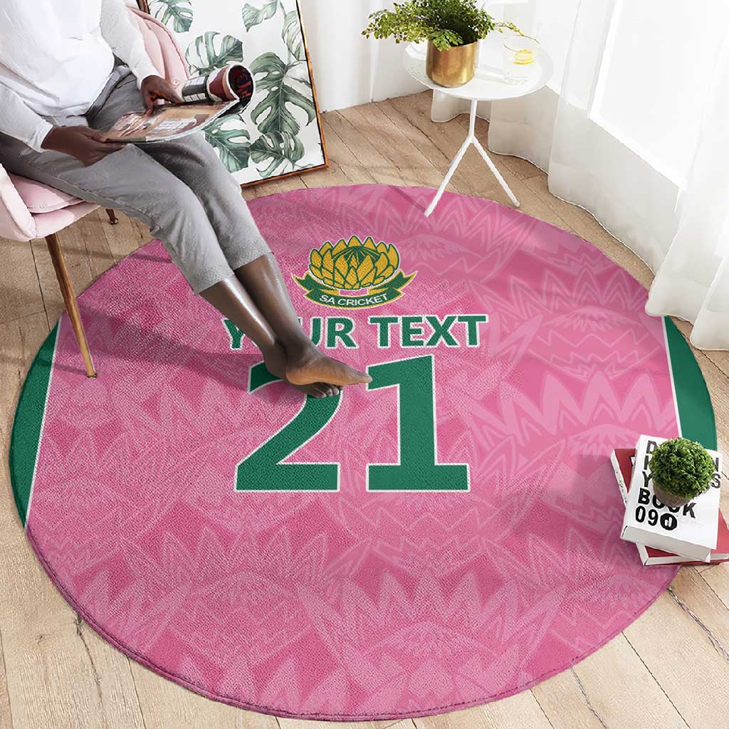 Pink South Africa Cricket Custom Round Carpet African King Proteas Be Way Pink LT9