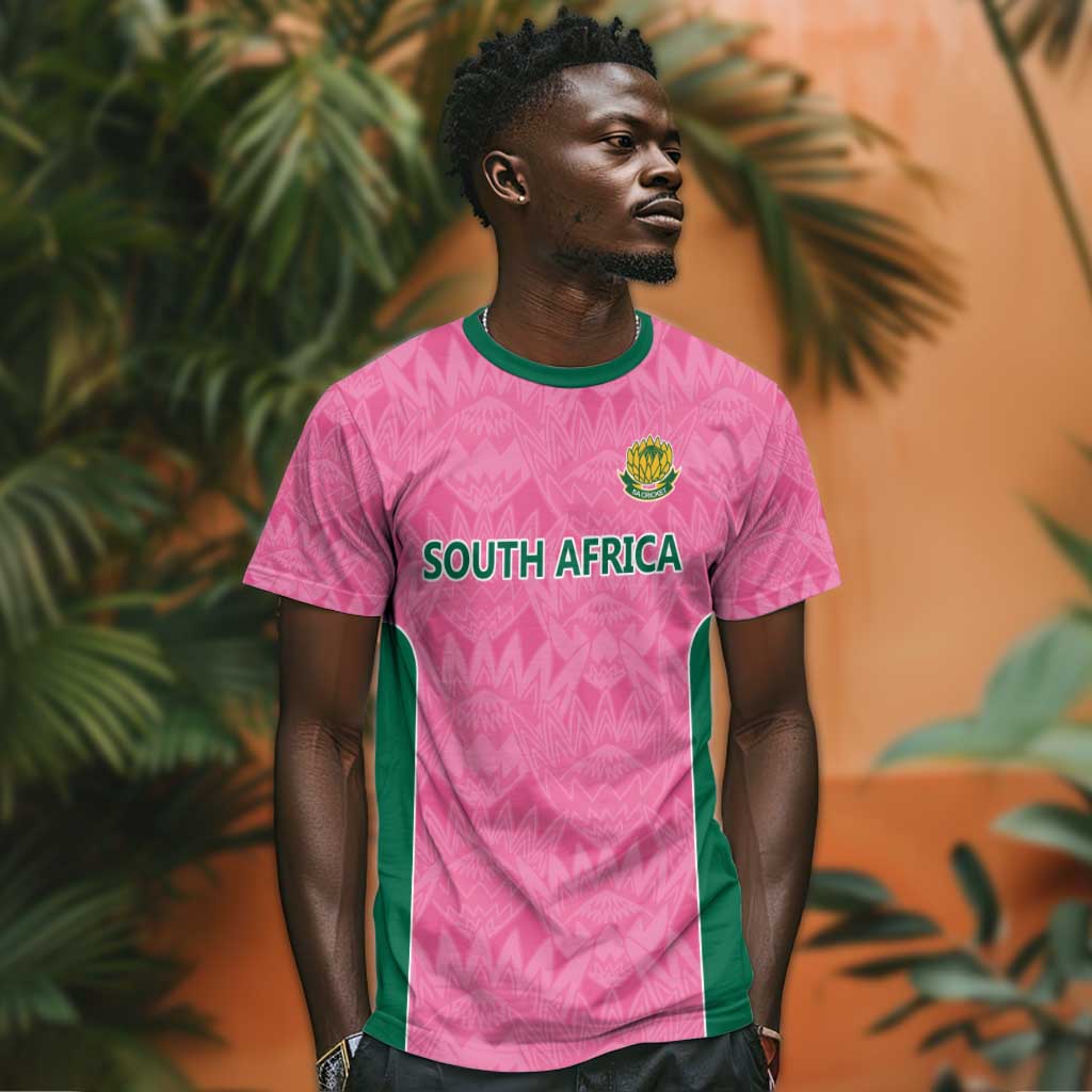 Pink South Africa Cricket Custom T shirt African King Proteas Be Way Pink LT9