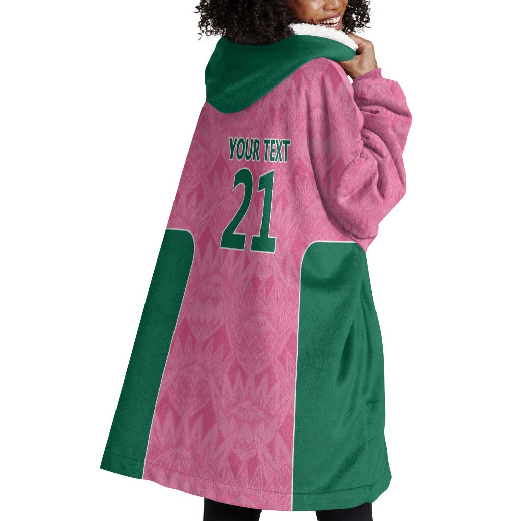 Pink South Africa Cricket Custom Wearable Blanket Hoodie African King Proteas Be Way Pink LT9