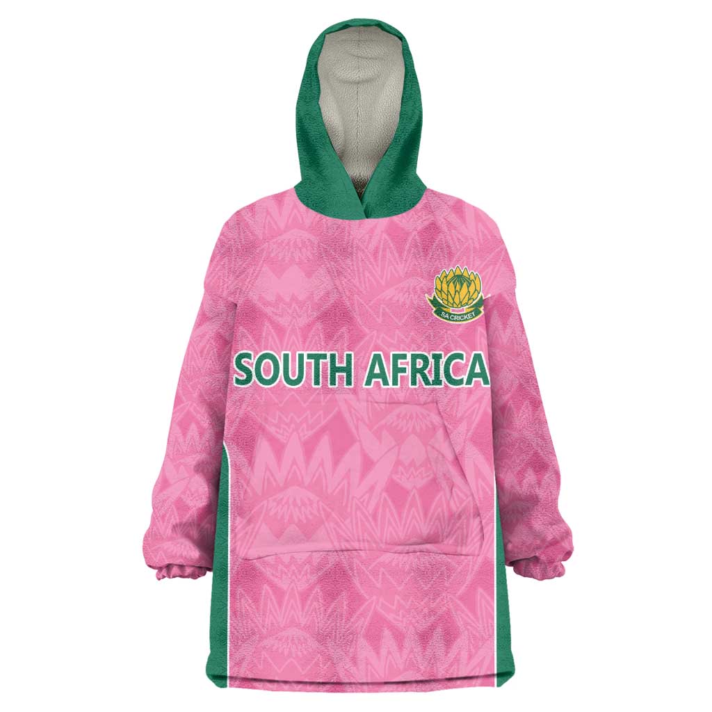 Pink South Africa Cricket Custom Wearable Blanket Hoodie African King Proteas Be Way Pink LT9