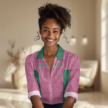Pink South Africa Cricket Custom Women Casual Shirt African King Proteas Be Way Pink LT9