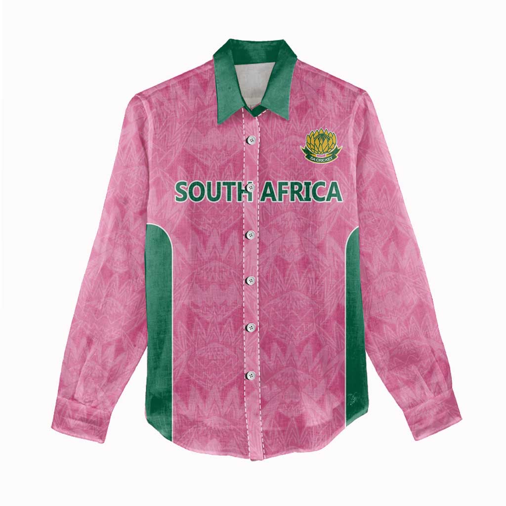 Pink South Africa Cricket Custom Women Casual Shirt African King Proteas Be Way Pink LT9