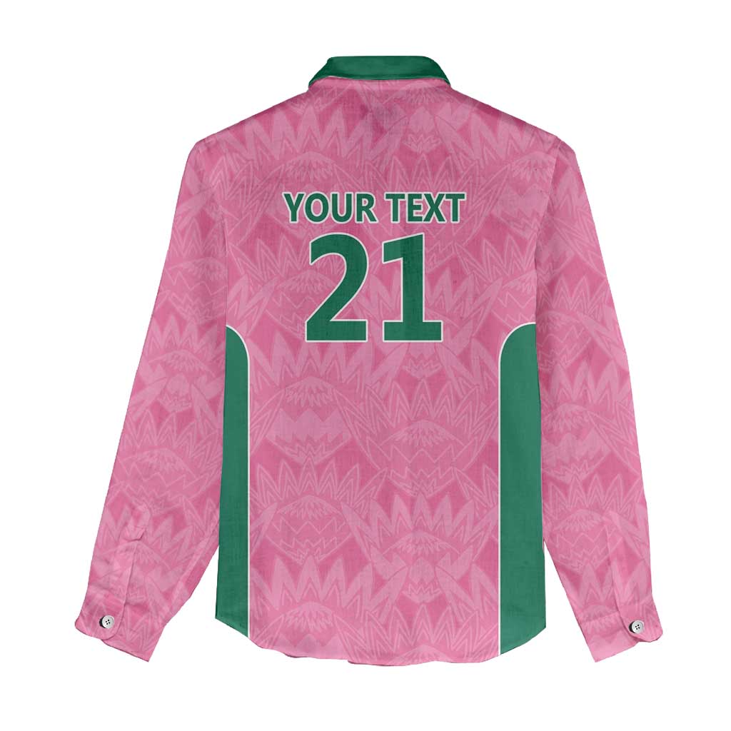 Pink South Africa Cricket Custom Women Casual Shirt African King Proteas Be Way Pink LT9