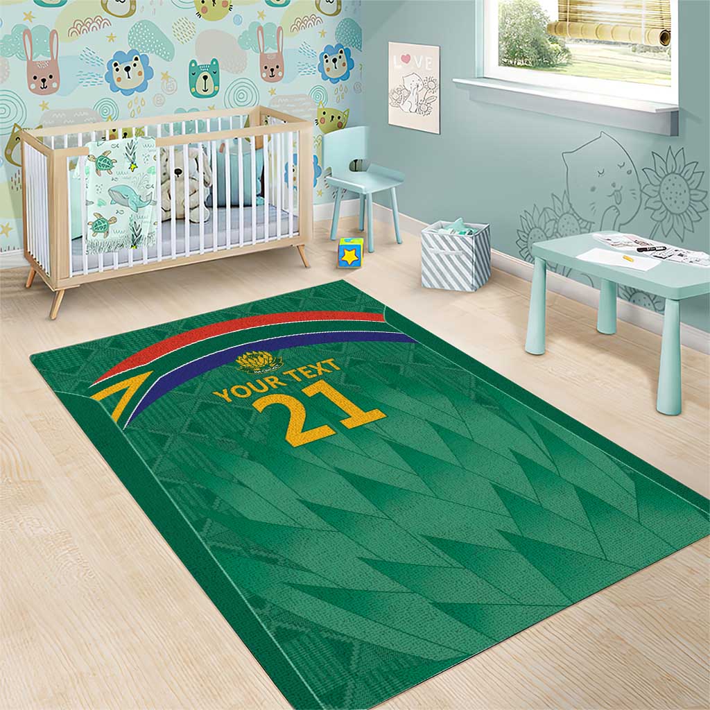 South Africa Cricket Custom Area Rug African King Proteas Green LT9