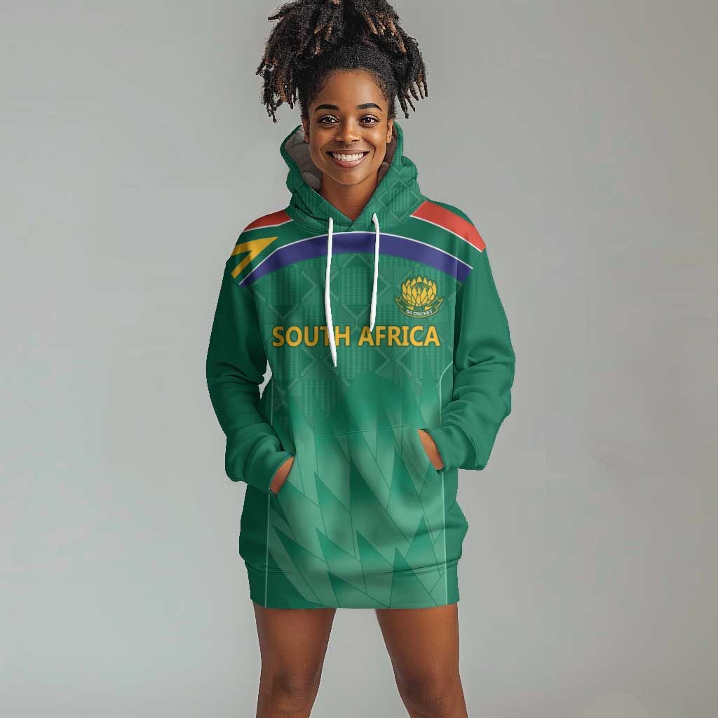 South Africa Cricket Custom Hoodie Dress African King Proteas Green LT9
