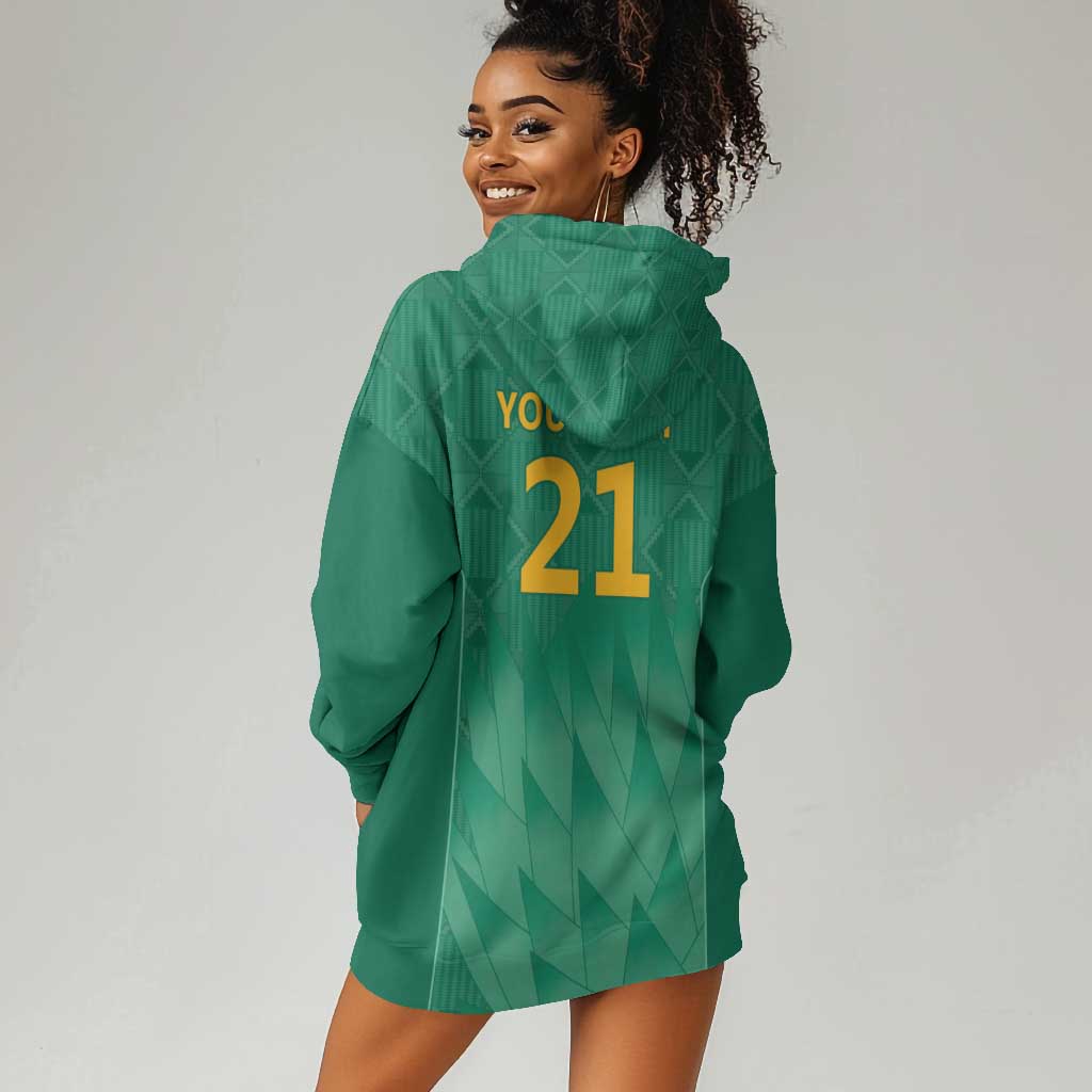 South Africa Cricket Custom Hoodie Dress African King Proteas Green LT9