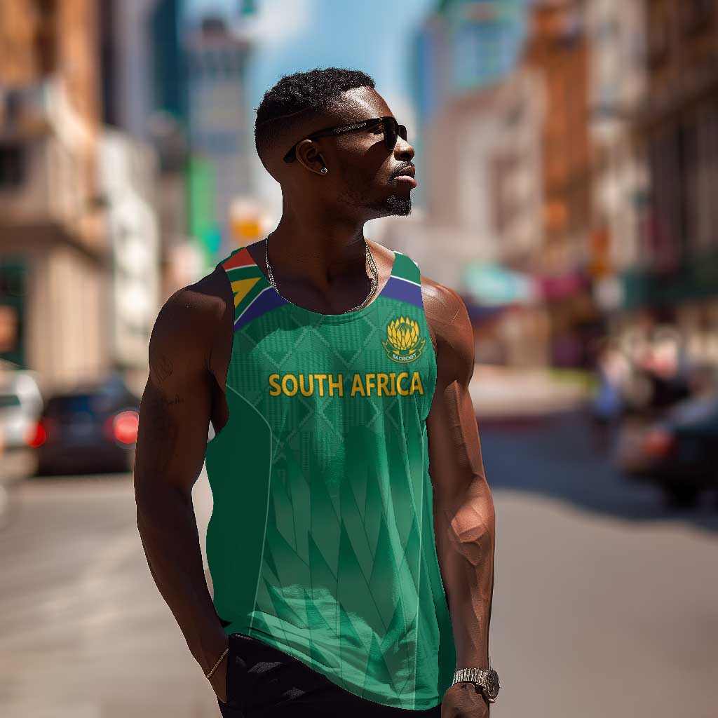 South Africa Cricket Custom Men Tank Top African King Proteas Green LT9
