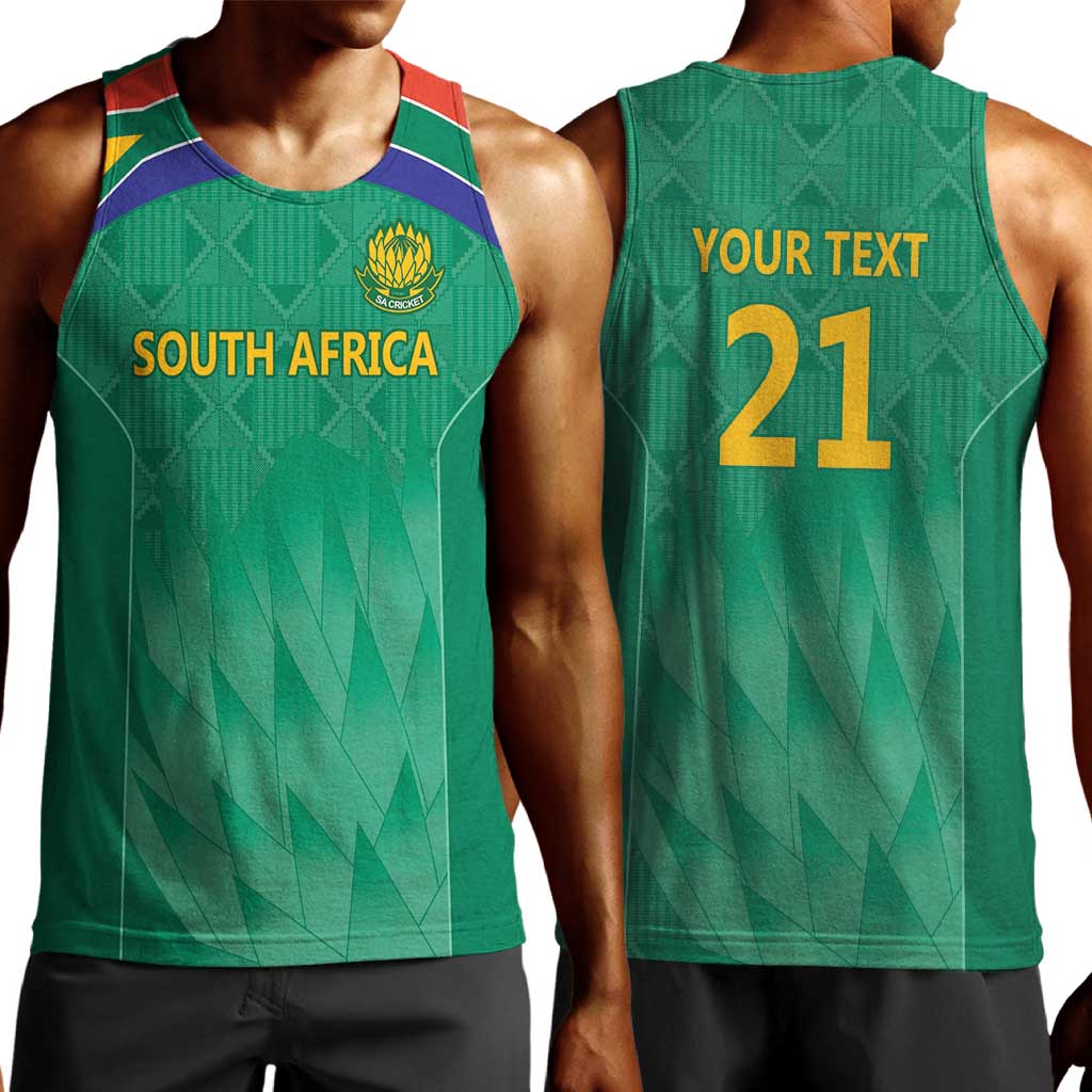 South Africa Cricket Custom Men Tank Top African King Proteas Green LT9