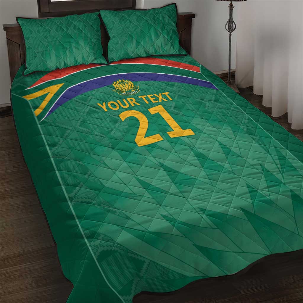South Africa Cricket Custom Quilt Bed Set African King Proteas Green LT9