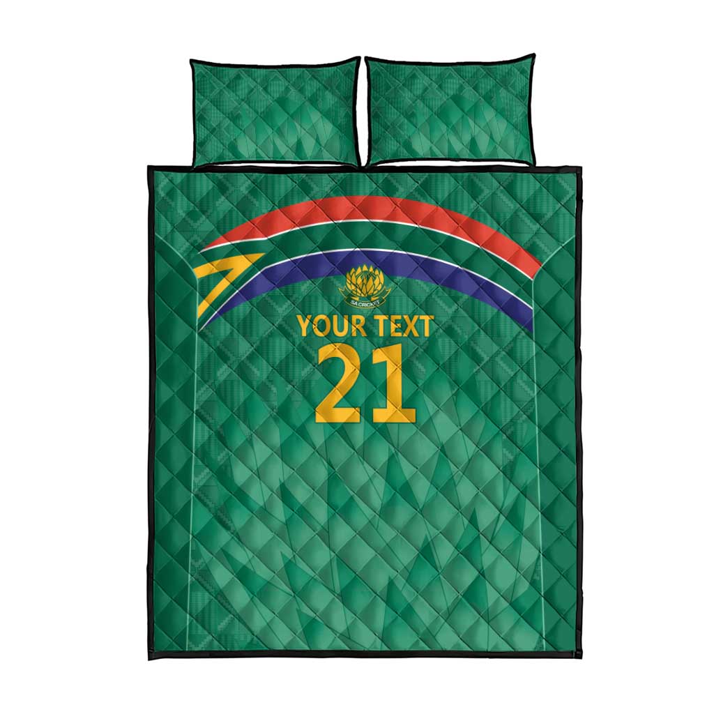 South Africa Cricket Custom Quilt Bed Set African King Proteas Green LT9