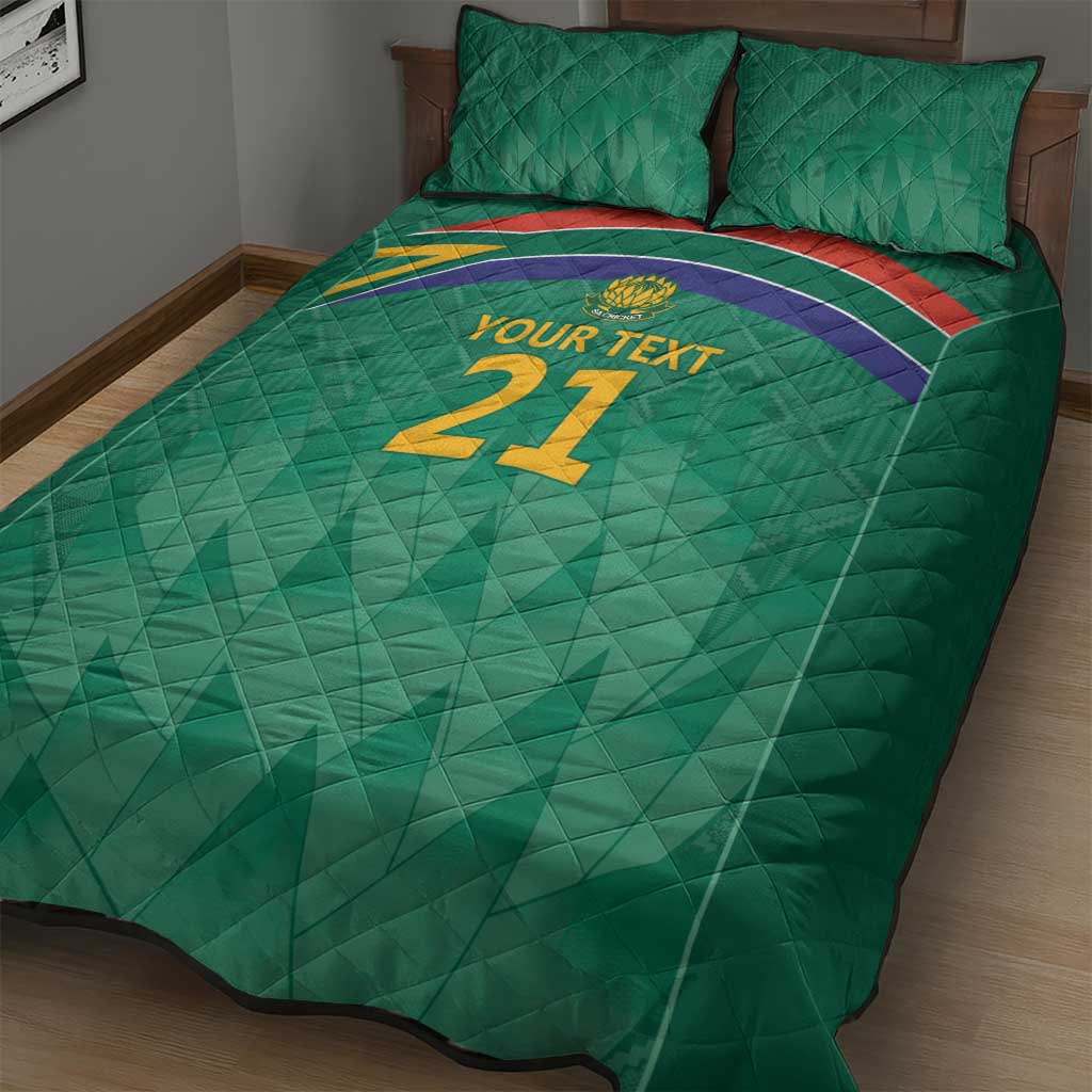 South Africa Cricket Custom Quilt Bed Set African King Proteas Green LT9