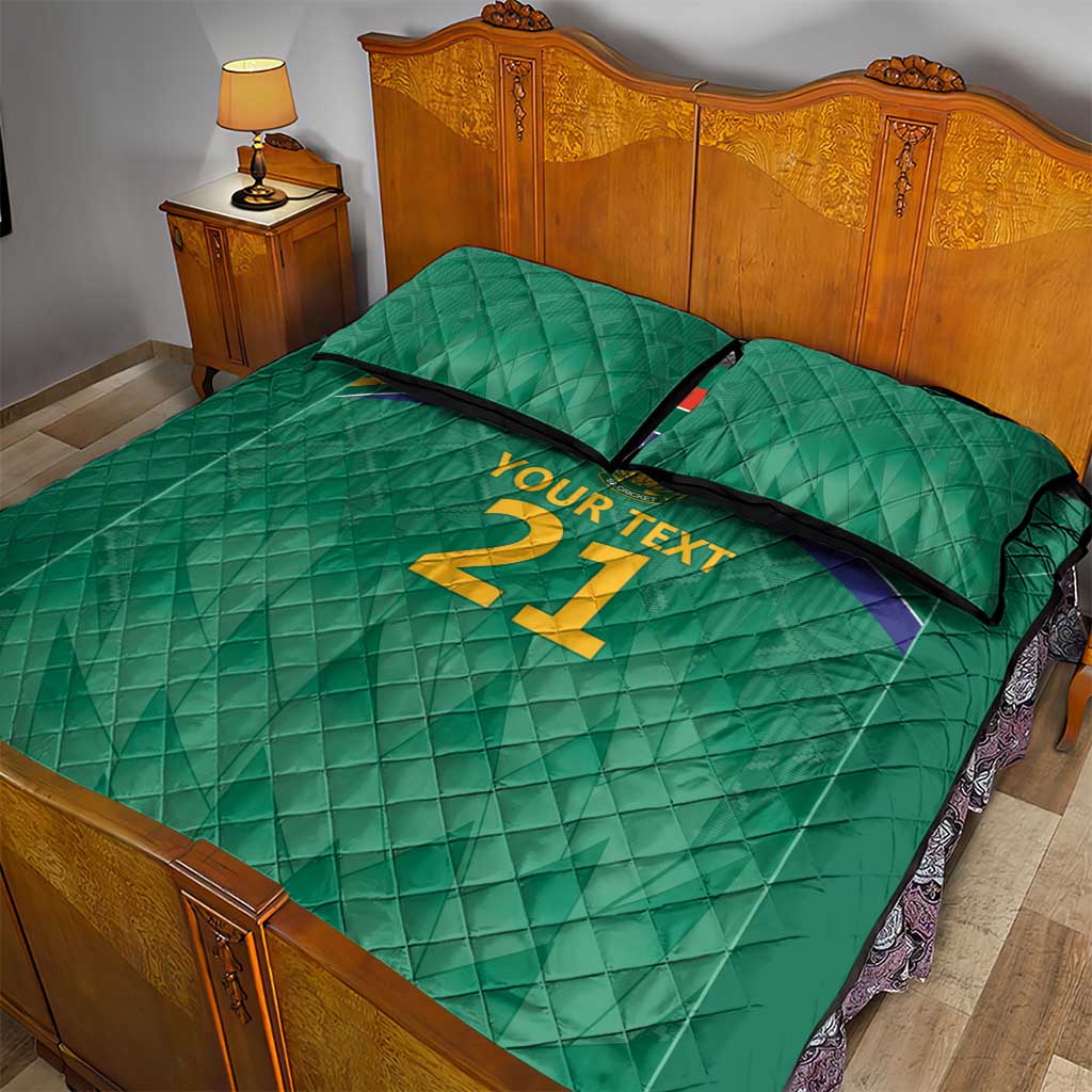South Africa Cricket Custom Quilt Bed Set African King Proteas Green LT9